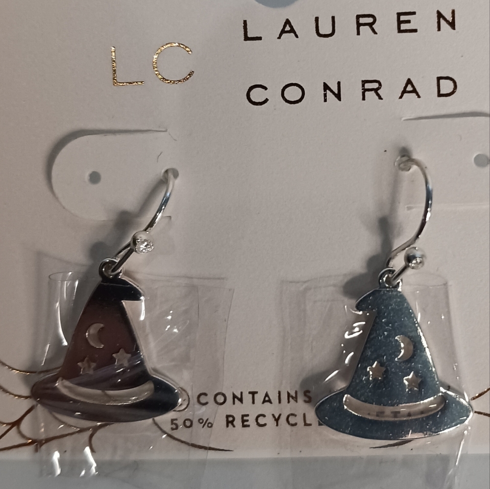 Silver witch hat earrings